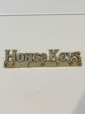 Vintage solid brass 'House Keys' wall-mounted key holder wall key rack 5 hooks